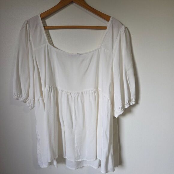 EUC RUSTTYDUSTTY WHITE SQUARE NECK BABYDOLL TIERED TOP SIZE 2XL/XXL - Picture 9 of 16